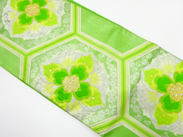 アンティーク　亀甲繋ぎに華紋織り出し袋帯（着用可）